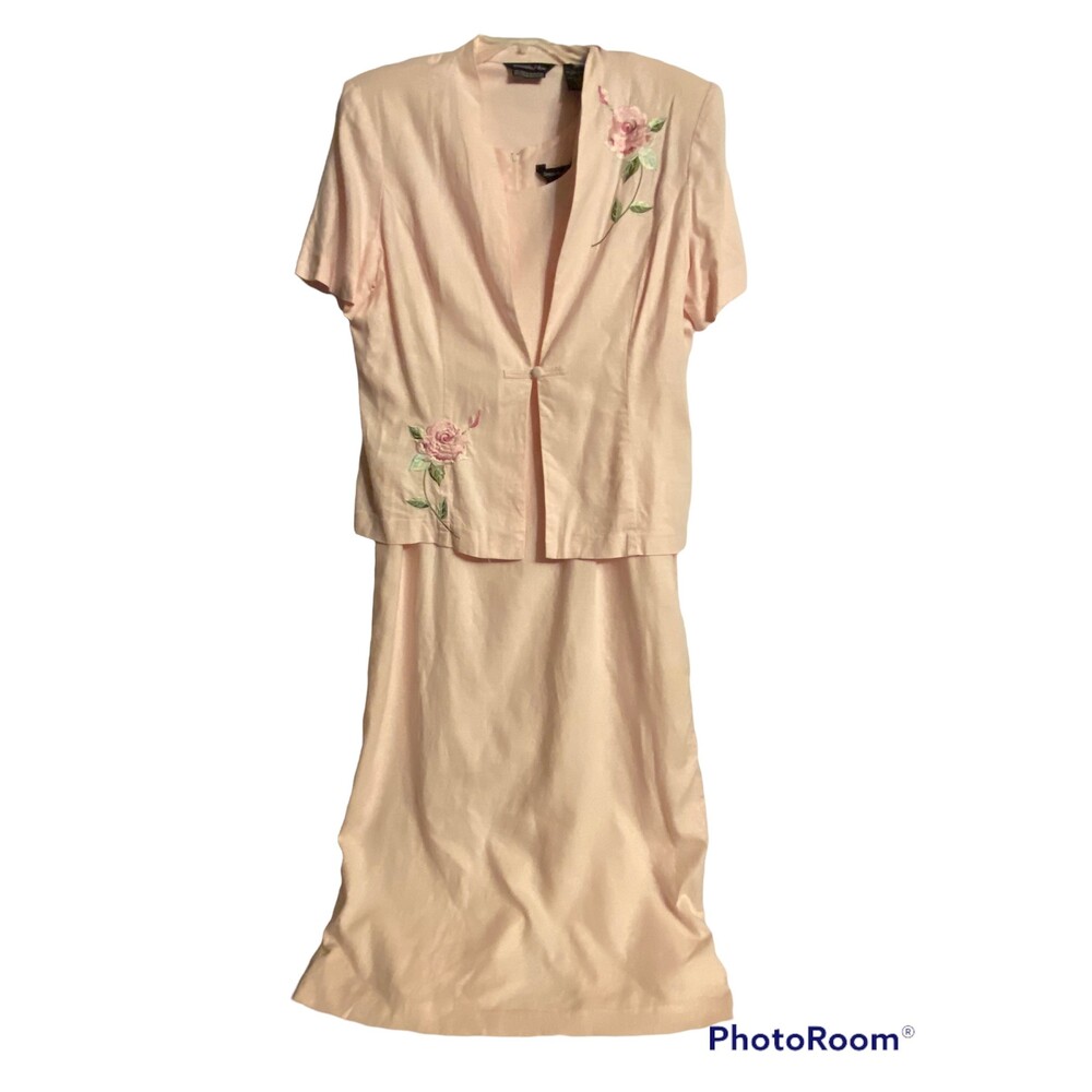 Samantha Rose Linen Dress/Jacket Set Size Missy 16
